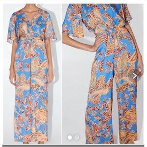 Zara Multicolor Paisley Pants Jumpsuit